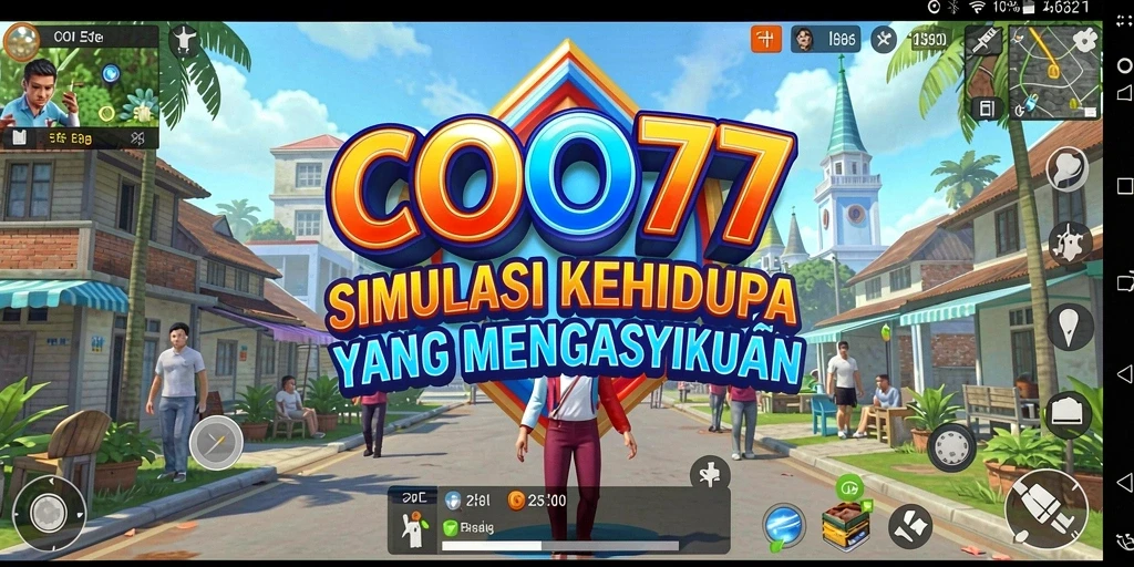 Screenshot gameplay COO77 menampilkan karakter dalam berbagai aktivitas harian.