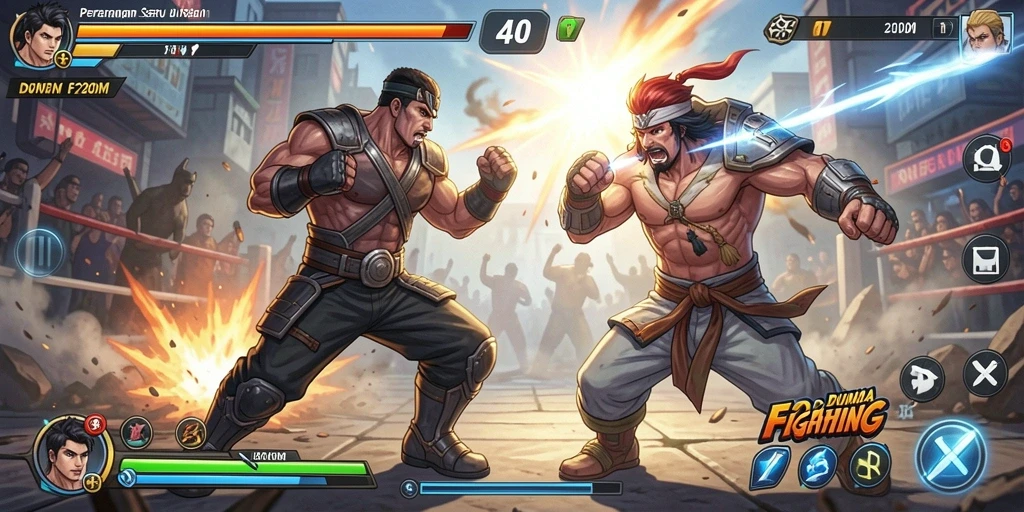 Tampilan screenshot F200M memperlihatkan aksi pertarungan mendebarkan.