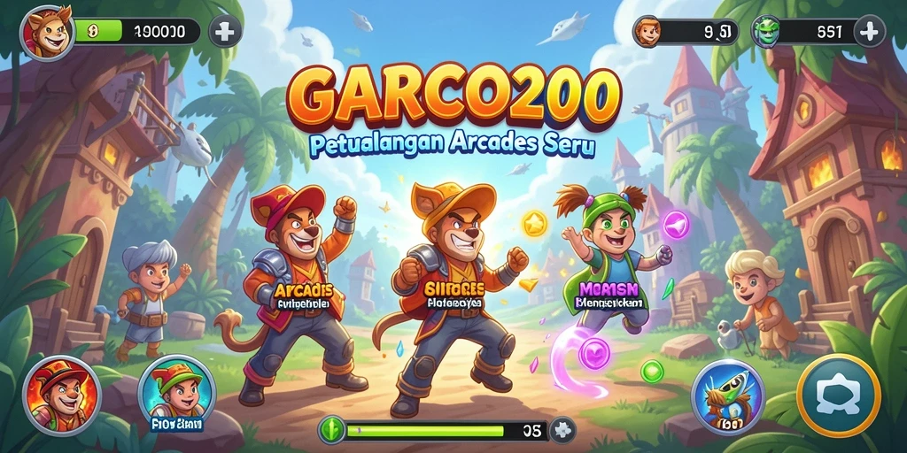 Screenshot utama GARCO200 menampilkan aksi seru dalam gameplay Arcade.