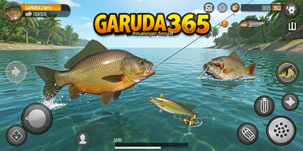 Screenshot GARUDA365 menampilkan momen seru dalam berburu ikan.
