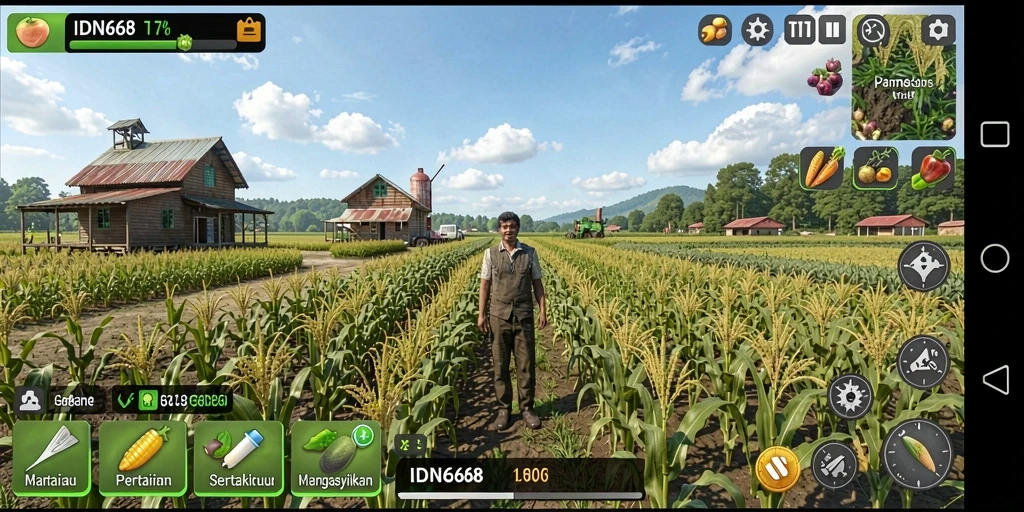 Gameplay menarik dari IDN668 dengan visual pertanian yang memukau.