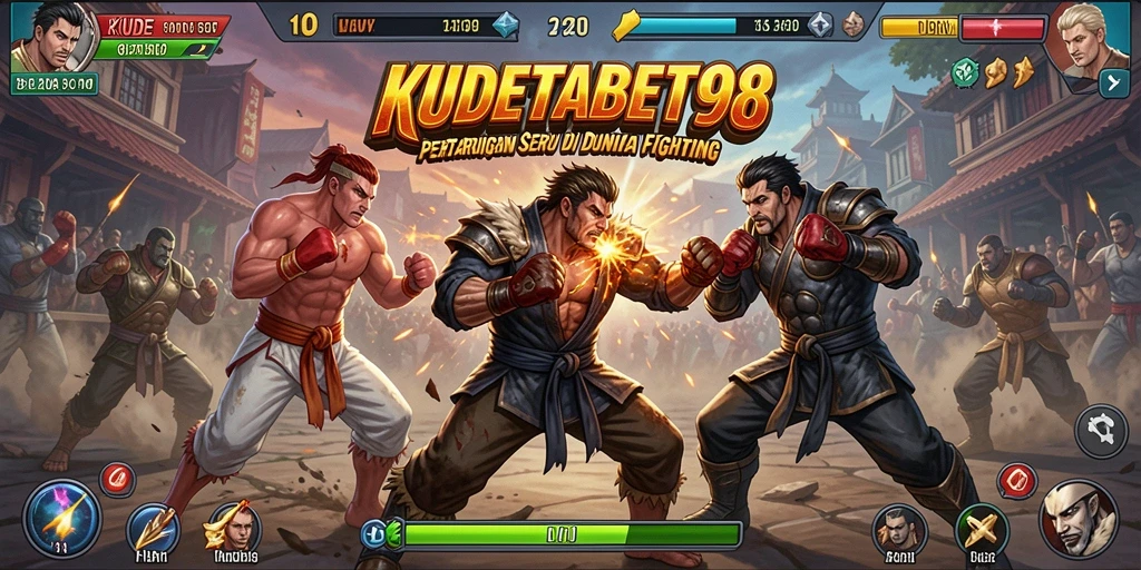 Gameplay KUDETABET98 menunjukkan pertarungan intens antar karakter.