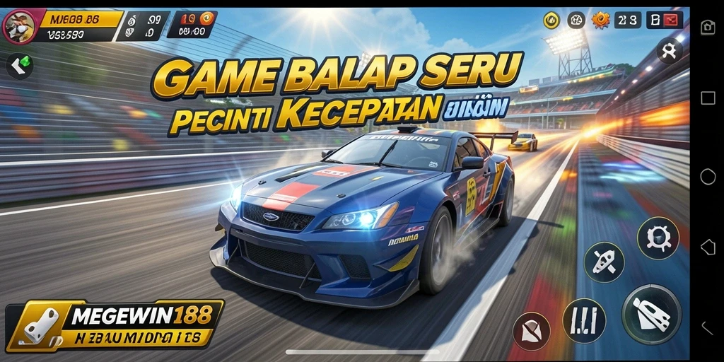 Tampilan gameplay MEGEWIN188 yang memukau dan penuh aksi balap.