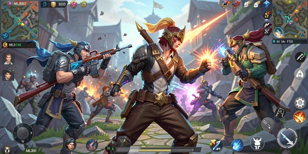Tampilan aksi seru dari gameplay FPS MLBB8.