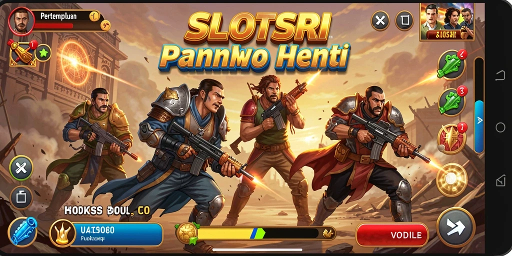 Tampilan aksi intens dari gameplay SLOTSRI di arena pertarungan.