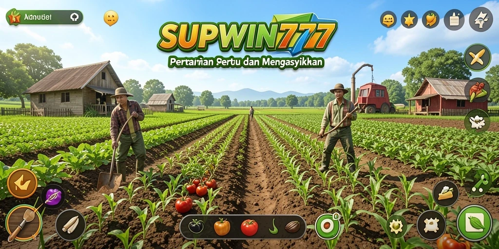Tangkapan layar gameplay SUPWIN777 menampilkan lahan pertanian yang hijau dan subur.