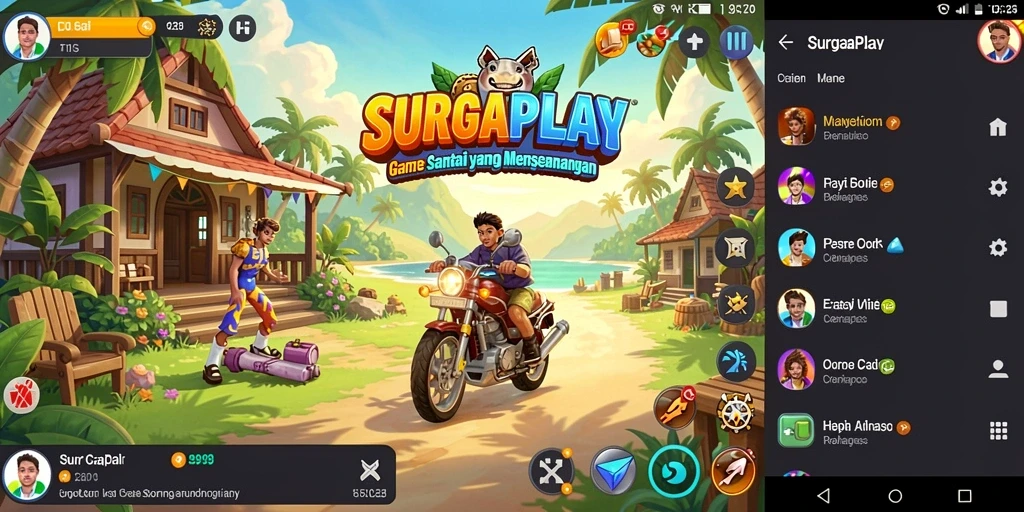 Tampilan gameplay SURGAPLAY yang ceria dan menghibur.