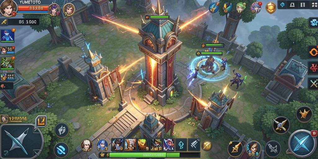 Gameplay menara pertahanan yang strategis dan mendebarkan di YUMETOTO.
